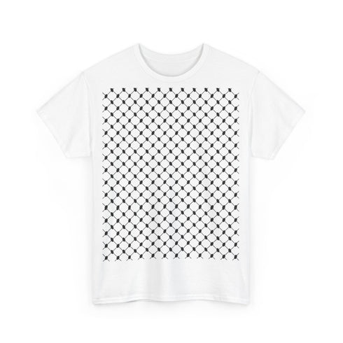 Keffiyeh Pattern Heavy Cotton Tee - Modern Mesh Design Streetwear T-Shirt